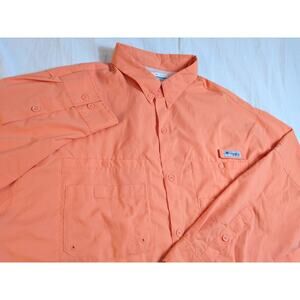 Columbia PFG Men XXL Tamiami Shirt Omni Shade Orange Lightweight Fishing Vented